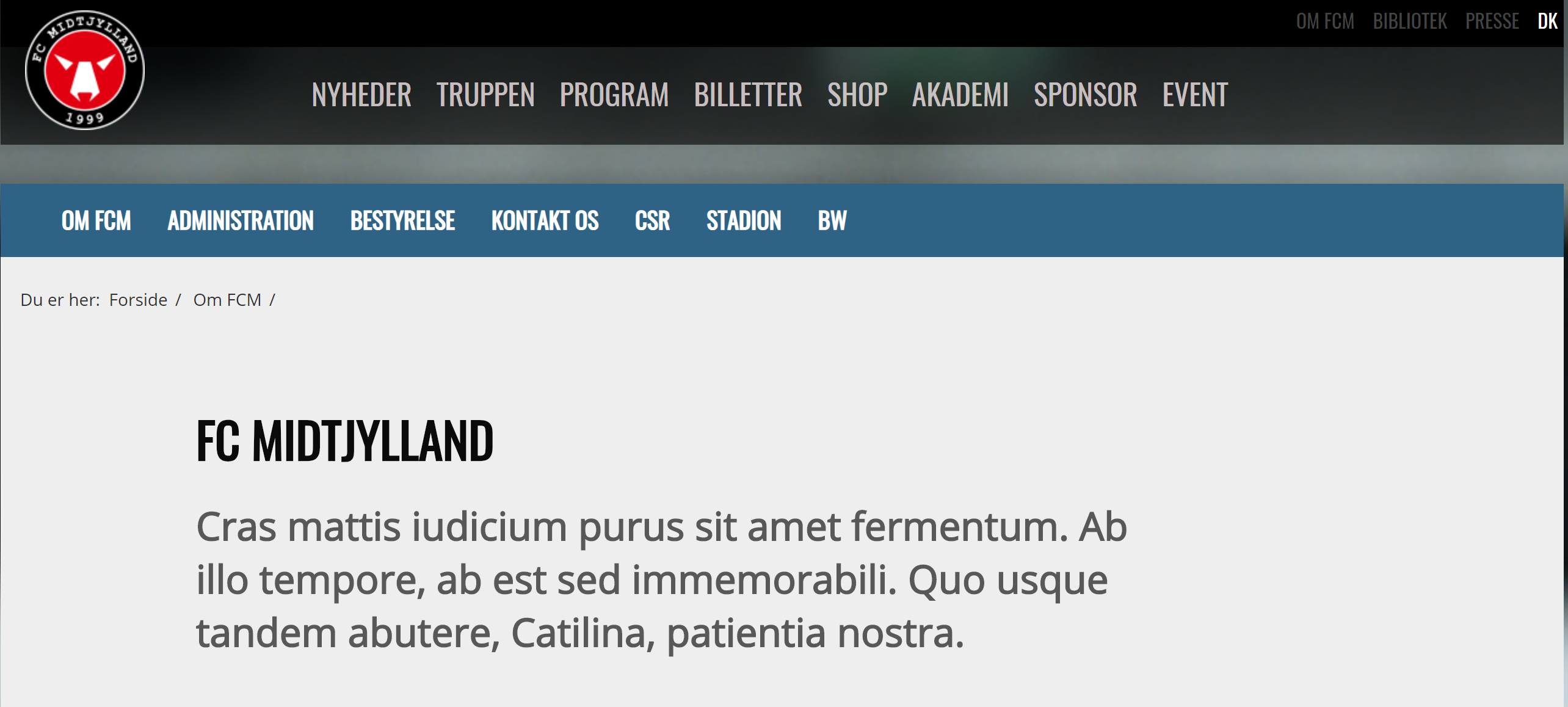 Et billede af BjarkeMTs webside for FC Midtjylland